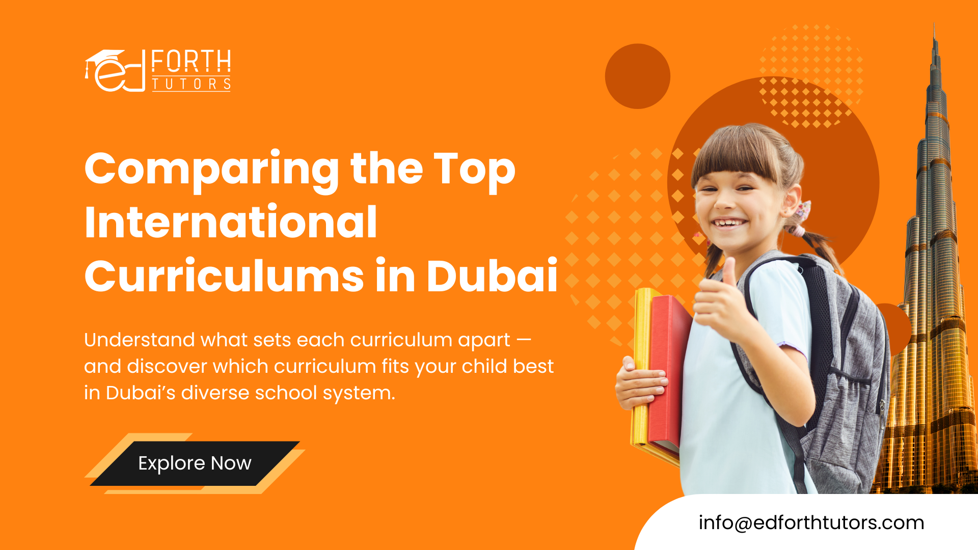 Dubai skyline with students and textbooks